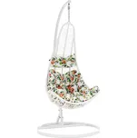 Závěsné křeslo se stojánem KALEA 2 NEW bílá/vzor květy