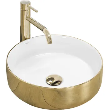 Umyvadlo Rea Sami umyvadlo, 36 x 36 cm, zlatá/bílá, REA-U1801