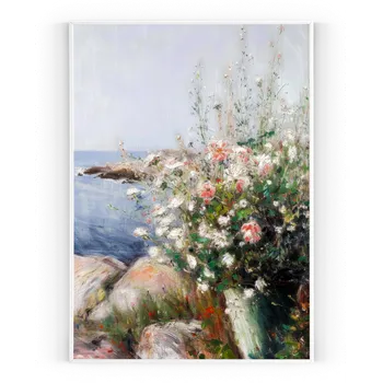Plakát Plakát / Obraz Květiny u moře A4 - 21 x 29,7 cm Tiskové plátno Bez okraje