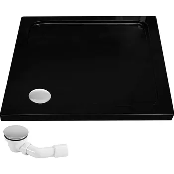 Sprchová vanička Rea SAVOY - Akrylátová sprchová vanička 80 x 80 x 6 cm + sifon, černá, REA-K4804