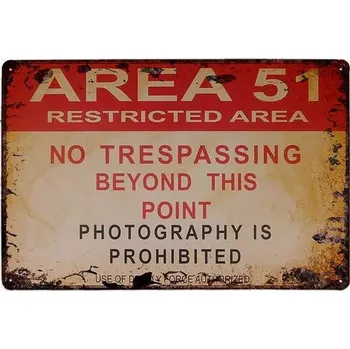 Plakát Plechová cedule Area 51 - Photography is Prohibited