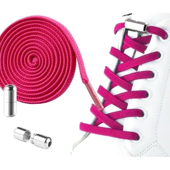 Tkaničky do bot Flamenco Mystique Elastické Tkaničky do Bot Bez Vázání, Fuchsiové, 100 cm, S Kovovou Sponou - 2ks