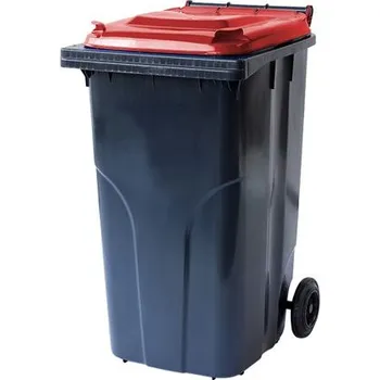 Popelnice Plastová nádoba 240 l - černá/červené víko