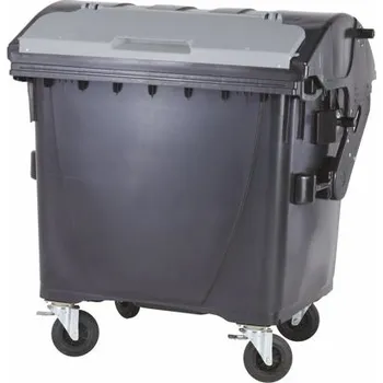 Popelnice Plastový kontejner 1100 lt. - černý/černý/šedý