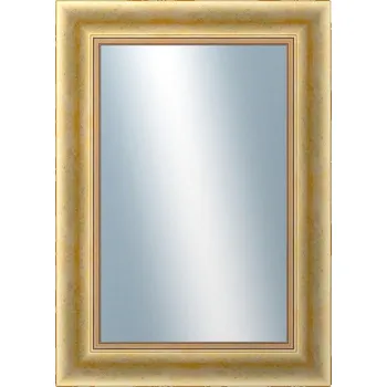 Zrcadlo DANTIK - Zarámované zrcadlo - rozměr s rámem cca 50x70 cm z lišty KŘÍDLO velké zlaté patina (2772)