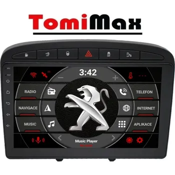 Autorádio TomiMax Peugeot 308/408 Android 14 autorádio s WIFI, GPS, USB, BT HW výbava: 4 Core 1GB+16GB LOW, Velikost obrazovky: Dotyková obrazovka: 9"