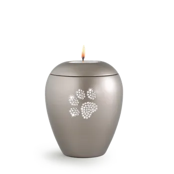 Smuteční dekorace Zvířecí urna Crystal Paw se svíčkou - Fumé 1,5l