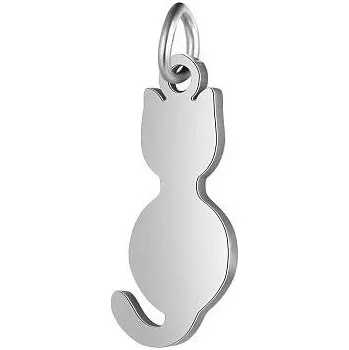 Přívěsek Kovový přívěšek, kočka 17x7,5 mm