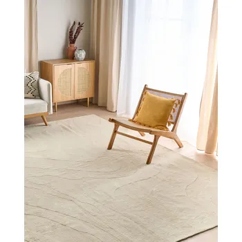 Koberec Koberec béžový vlna 300 x 400 cm abstraktní vzor motiv obývací pokoj ložnice moderní design Beliani