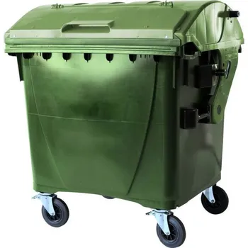 Popelnice Plastový kontejner 1100 lt. - zelený víko ve víku
