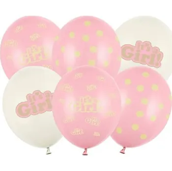 Balónek PartyDeco balónky krémové a růžové It's a Girl (6 ks)