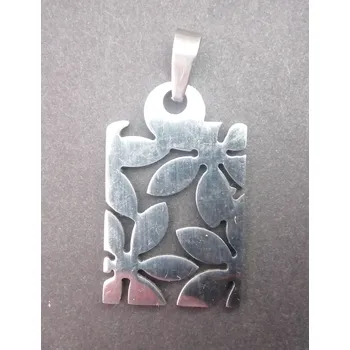 Přívěsek Placka s květy - ocelový přívěsek