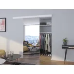 Bílé posuvné dveře se zrcadlem Baron - 96 cm s tlumeným dojezdem