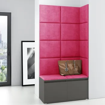 Předsíňová stěna Emi 2 - šedá grafit Barva čalounění: Růžová - Trinity 10