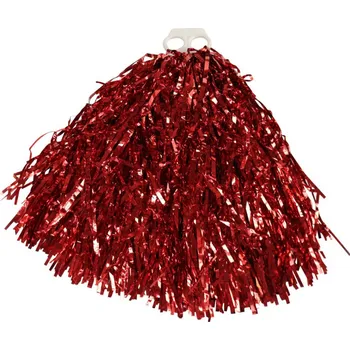 Karnevalový doplněk Mávátko pom pom - červené - metalic