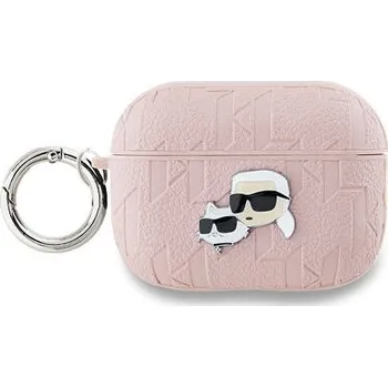 Sluchátka Karl Lagerfeld PU Embossed Karl and Choupette Heads Pouzdro pro AirPods 3 Pink