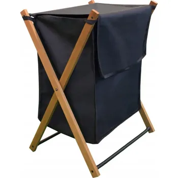 Koš na prádlo Erga Aurora, dřevěný prádelní koš 39L, 45x37x69 cm na postavení, hnědá-černá, ERG-SEP-10KOSNAPRAAUR