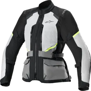 Moto bunda Dámská bunda na motorku Alpinestars Stella Andes Air Drystar světle šedo-tmavě šedo-černo-fluo žlutá M