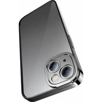 Pouzdro na mobilní telefon Sada průhledného pouzdra Baseus Glitter a tvrzeného skla pro iPhone 14 Plus (černá)