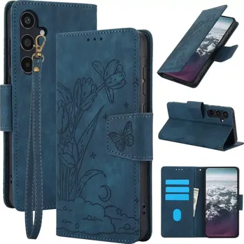 Pouzdro na mobilní telefon AxyzCase Flowers knížkové pouzdro na mobil Samsung Galaxy A15 LTE - petrolejové