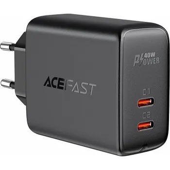 Síťová nabíječka Acefast A9, 2x USB-C, PD 40W (czarna)