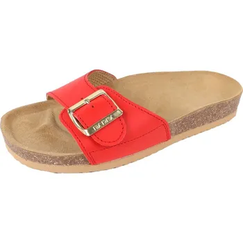 Dámské pantofle Dámské letní zdravotní pantofle Barea kožené červené 124032 široká špička - 37