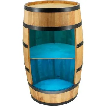 Vinotéka Dřevěný dekorační sud na víno s LED osvětlením barva Dub