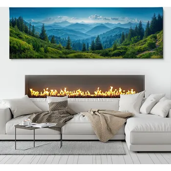 Obraz Obraz na plátně - Slunečný den nad horskými hřebeny FeelHappy.cz Velikost obrazu (šířka x výška): 150 x 50 cm