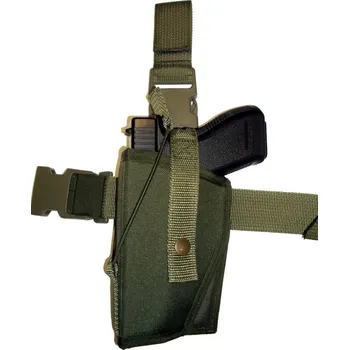 Pouzdro na pistoli s dvojím jištěním stehenní LEVÉ gen.2 - Zelené (Stehenní pouzdro na zbraň pro leváky)