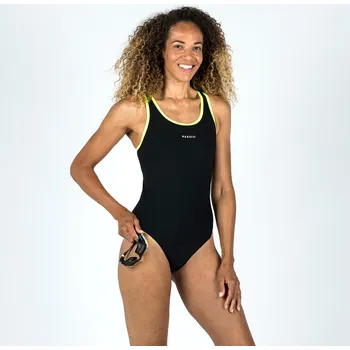 Dámské plavky DECATHLON Dámské plavky jednodílné Kamyla 500 40 ZELENÁ|ČERNÁ|ŽLUTÁ