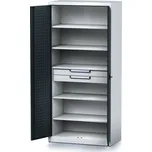 Alfa 3 Policová dílenská skříň 2-dveřová MECHANIC, 5 polic, 2 zásuvky, 920 x 500 x 1950 mm, antracitové dveře