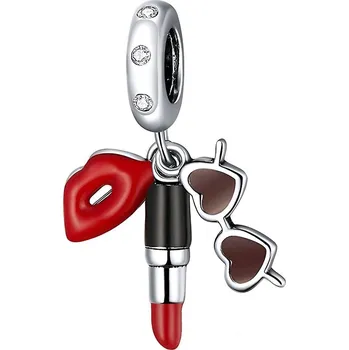 Přívěsek 4U Stříbrný přívěsek korálek rtěnka