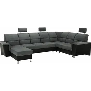 Sedací souprava Rohová sedací souprava Santiago U Ekokůže černá/látka tmavě šedá