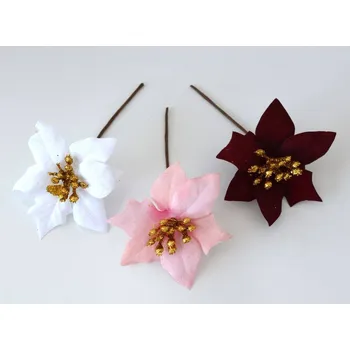 umělá květina Umělý květ Poinsettia se zápichem - VÍNOVÁ