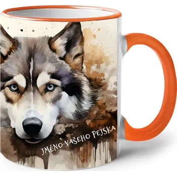 Keramický hrnek Husky, Barva Oranžová, Velikost 330 ml, Canvas Keramický hrnek s barevným uchem 2623