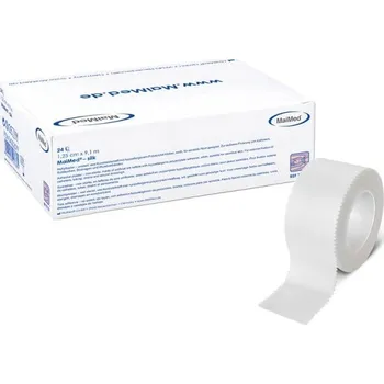 Náplast Náplast fixační MaiMed Silk 2,5 cm x 9,1 m, umělé hedvábí, 12 ks