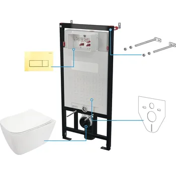 WC sada Deante Hiacynt New wc souprava s mísou, sedátkem a tlačítkem CDY_Z6ZPW