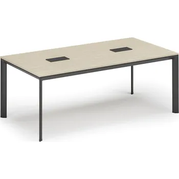 Psací stůl Jednací stůl PRIMO INVITATION, 200x100 cm, bříza + 2x stolní zásuvka TYP II, černá