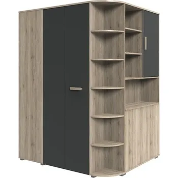 Šatní skříň Sconto EMPOLI Rohová skříň 180x180x200 cm Dub sanremo/grafit