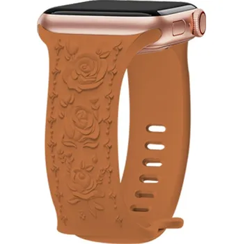 Příslušenství k chytrým hodinkám Řemínek gravírované růže pro Apple Watch 38/40/41/42(S10)mm Barva: hnědá