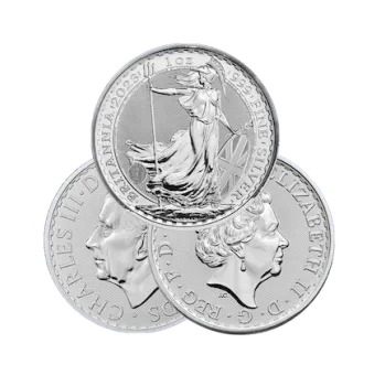 Sada str. mincí Britannia rok 2023 v dřevěné etui - Elizabeth II. a Charles III.