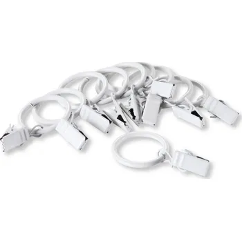 Příslušenství pro garnýž Gardinia Kroužek se žabkou a háčkem pro 16 - 20 mm, bílá lesklá, 10 ks