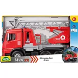 Auto hasiči Mercedes-Benz Arocs 47cm s žebříkem plast stříkající vodu v krabici 50x30x20cm