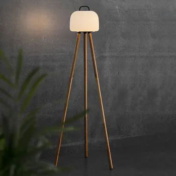 Venkovní osvětlení Nordlux LED stojací lampa Kettle Tripod dřevo, stínidlo 22cm bílá, světlé dřevo LED 4,8 W celkem - Doprava zdarma