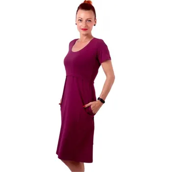 Těhotenské šaty Kojicí šaty s kapsami Tea, krátký rukáv, cyklámen L/XL