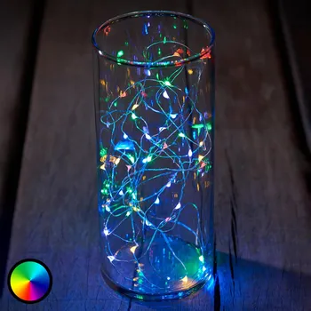 Lampička Sirius LED světelný řetěz Knirke multi, RGB, 40 světel. - Celková délka 420 cm; délka přívodního kabelu 30 cm vícebarevná, stříbrná 40 LED diod