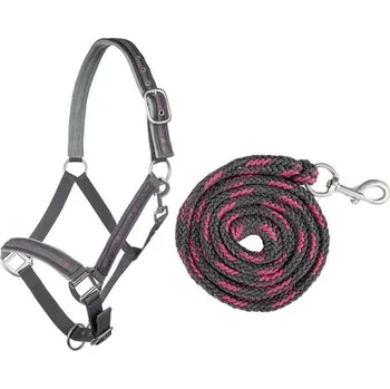 HKM Set ohlávky s vodítkem HKM, grey/rose SHETTY