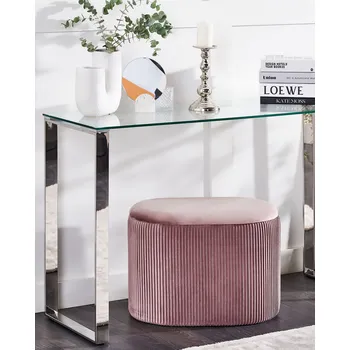 Obývací pokoj Konzolový stolek Transparentní skleněná deska Stříbrný rám z nerezové oceli 75 x 40 cm Glamour Moderní obývací pokoj Ložnice Předsíň Beliani