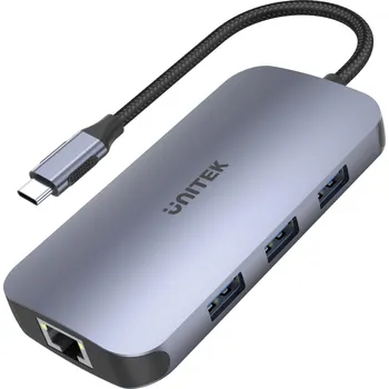 USB hub Unitek D1071A Hub N9+ USB-C HDMI, PD 100W, čtečka karet