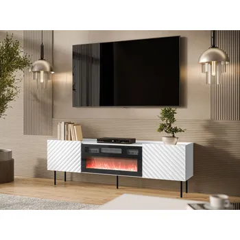 Televizní stolek TV skříňka s krbem Gretzo 180 2D, Barva: bílá MIRJAN 5903211350511